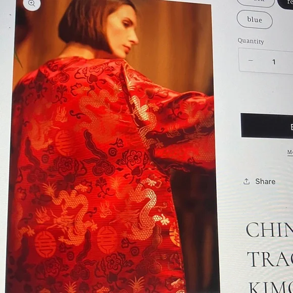 Luxurious Red  and gold Floral Haori Women's Kimono - Picture 4 of 7